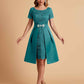 Elegant A-line Short Sleeves Jewel Knee Length Mother of the Brides Dresses
