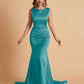 Elegant Satin Sleeveless Pleats Mermaid Bridesmaid Dresses Floor Length