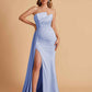 Elegant Satin Sleeveless Asymmetrical Mermaid Side Slit Floor Length Bridesmaid Dresses