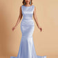 Elegant Satin Sleeveless Pleats Mermaid Bridesmaid Dresses Floor Length