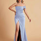 Sexy Satin One Shoulder Pleats Mermaid Bridesmaid Dresses Side Slit Floor Length
