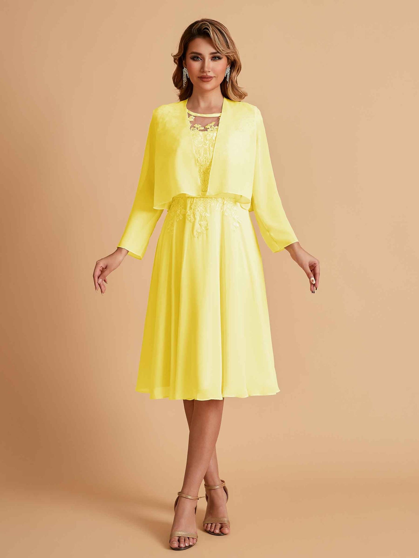 Elegant A-line Chiffon Jewel Short Mother of the Brides Dresses Online