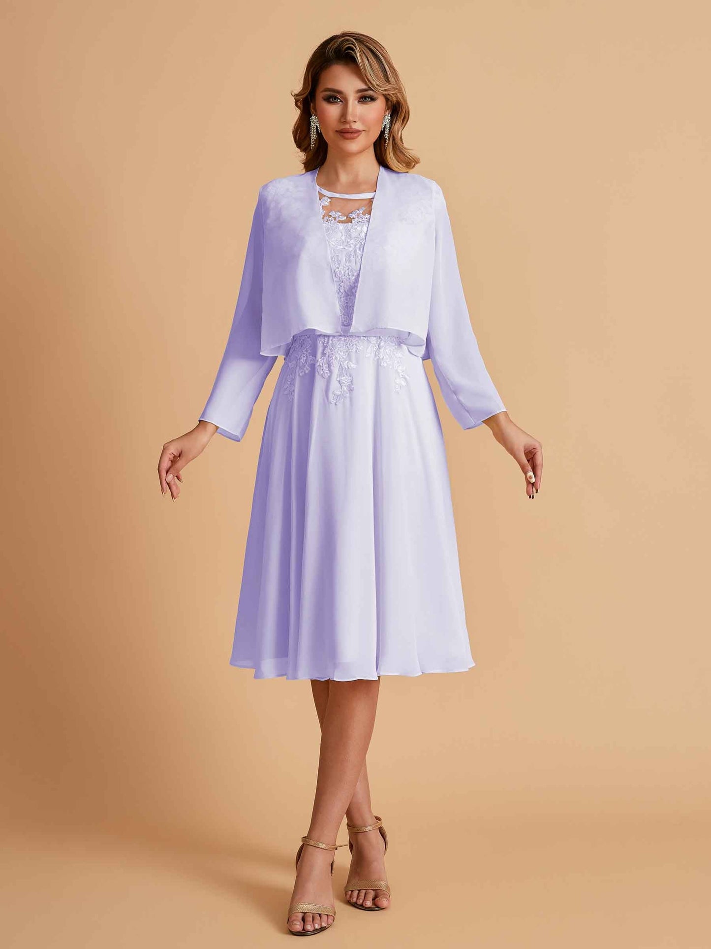 Elegant A-line Chiffon Jewel Short Mother of the Brides Dresses Online