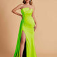 Elegant Satin Sleeveless Asymmetrical Mermaid Side Slit Floor Length Bridesmaid Dresses