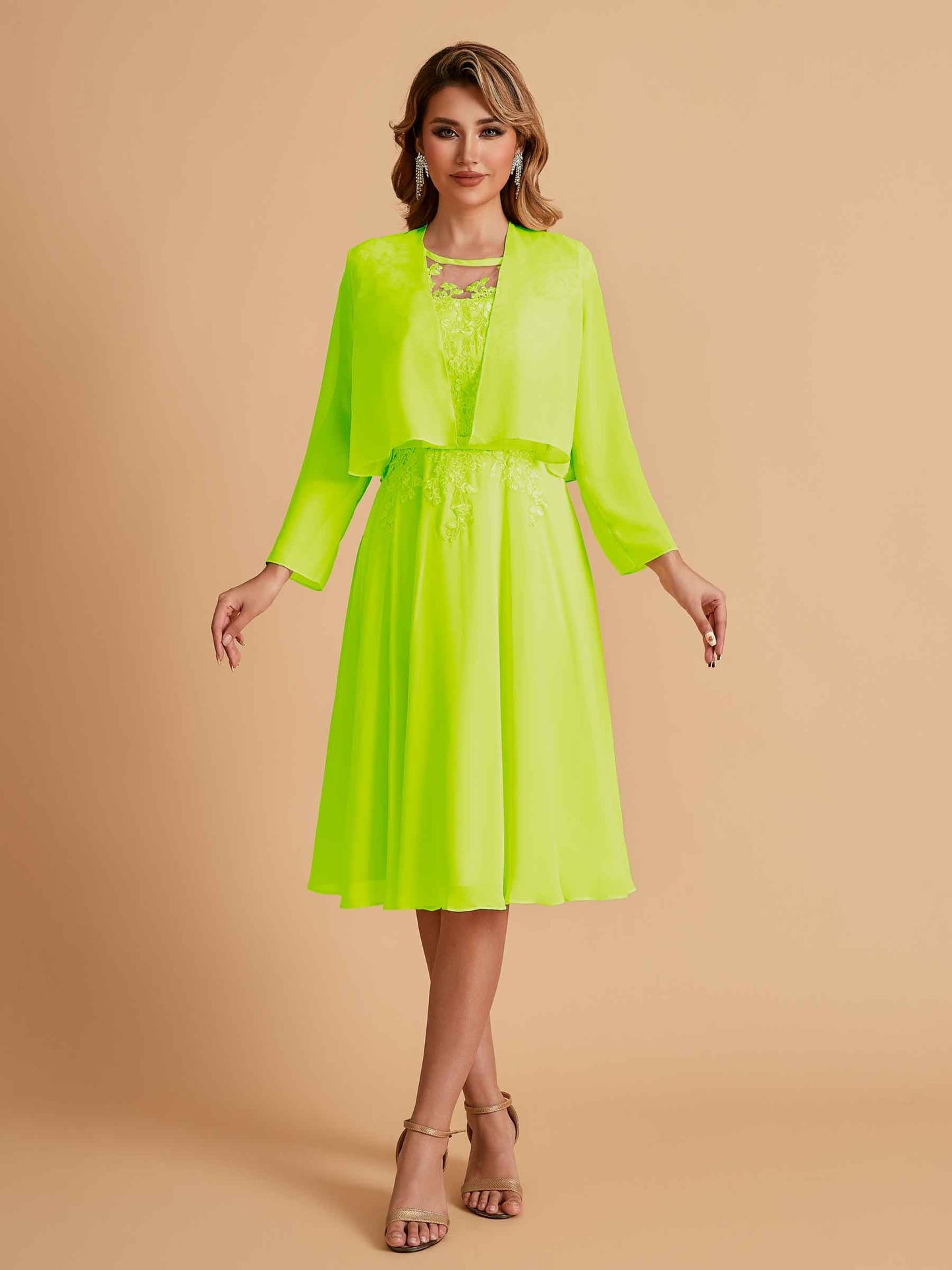 Elegant A-line Chiffon Jewel Short Mother of the Brides Dresses Online