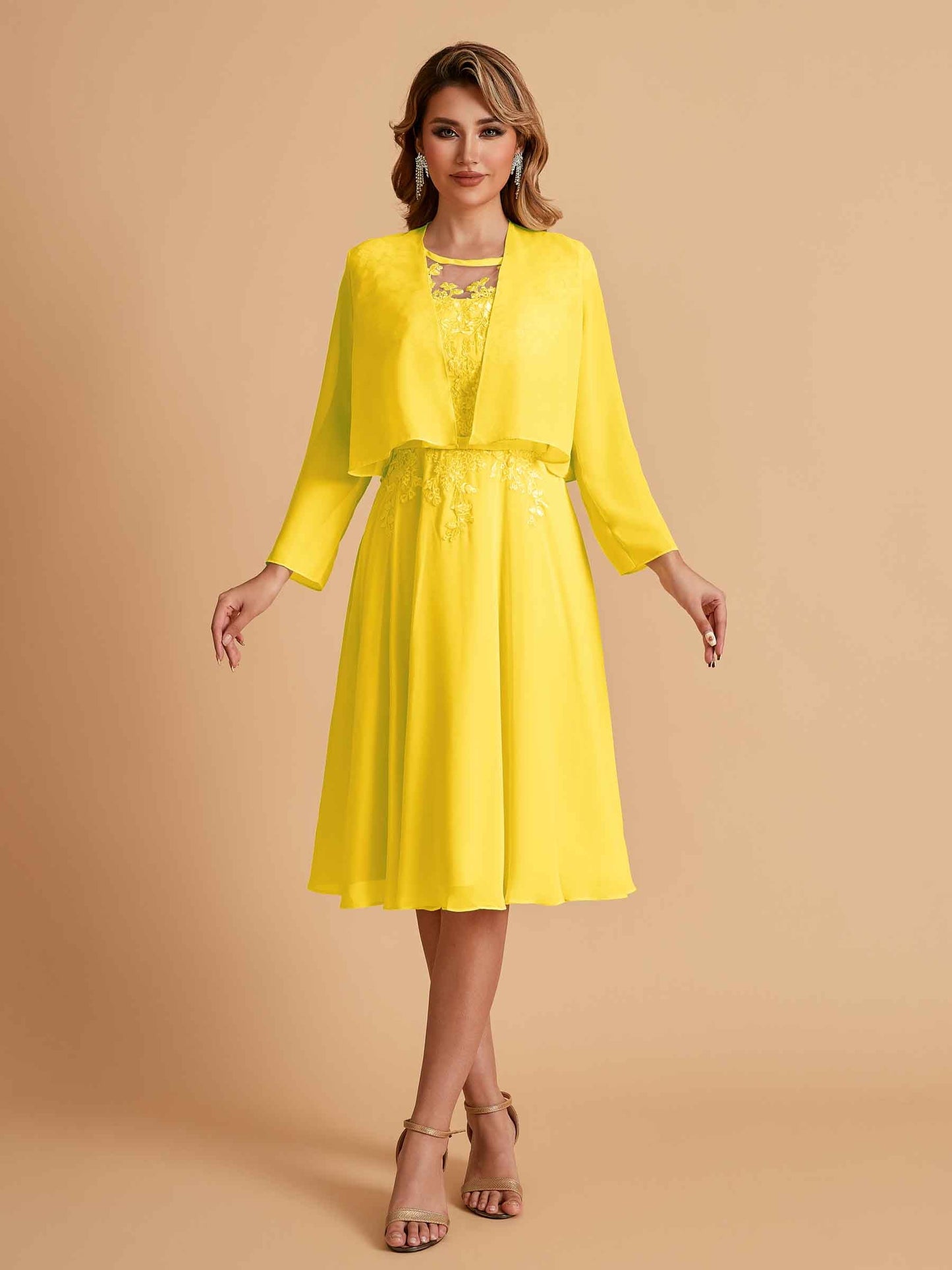 Elegant A-line Chiffon Jewel Short Mother of the Brides Dresses Online