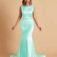 Elegant Satin Sleeveless Pleats Mermaid Bridesmaid Dresses Floor Length