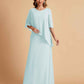Elegant A-line Chiffon Half Sleeves V-neck Mother of the Brides Dresses Online