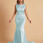 Elegant Satin Sleeveless Pleats Mermaid Bridesmaid Dresses Floor Length
