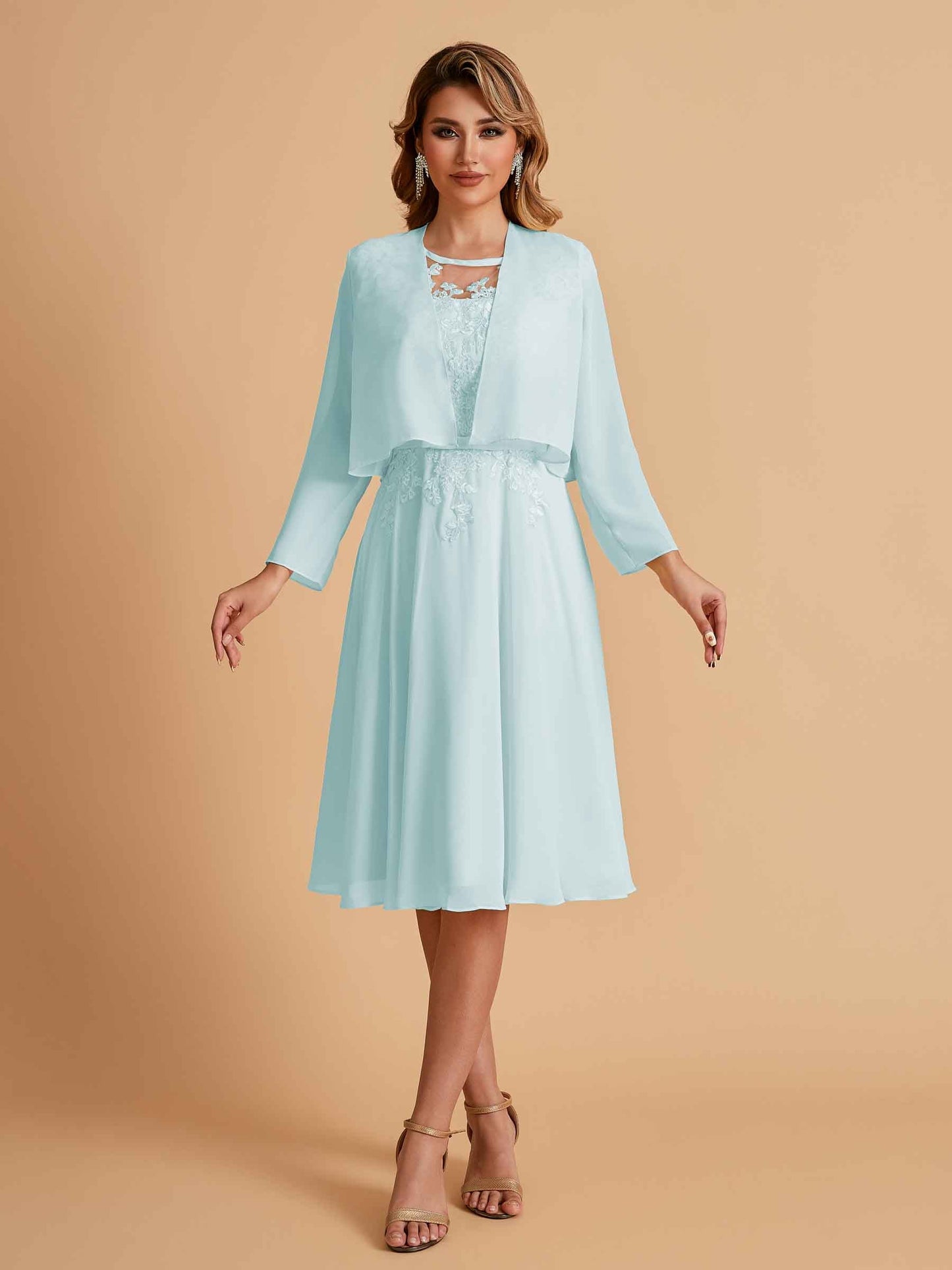 Elegant A-line Chiffon Jewel Short Mother of the Brides Dresses Online