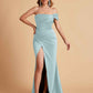 Sexy Satin One Shoulder Pleats Mermaid Bridesmaid Dresses Side Slit Floor Length