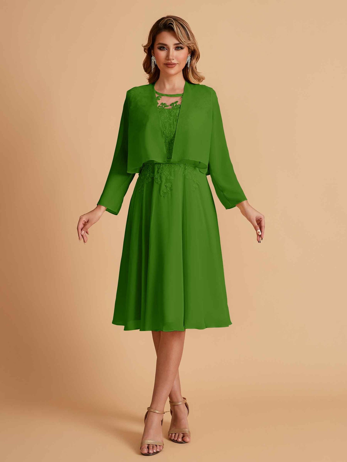 Elegant A-line Chiffon Jewel Short Mother of the Brides Dresses Online