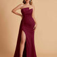Elegant Satin Sleeveless Asymmetrical Mermaid Side Slit Floor Length Bridesmaid Dresses