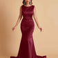 Elegant Satin Sleeveless Pleats Mermaid Bridesmaid Dresses Floor Length