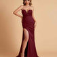 Elegant Satin Sweetheart Mermaid Side Slit Floor Length Bridesmaid Dresses