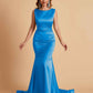 Elegant Satin Sleeveless Pleats Mermaid Bridesmaid Dresses Floor Length