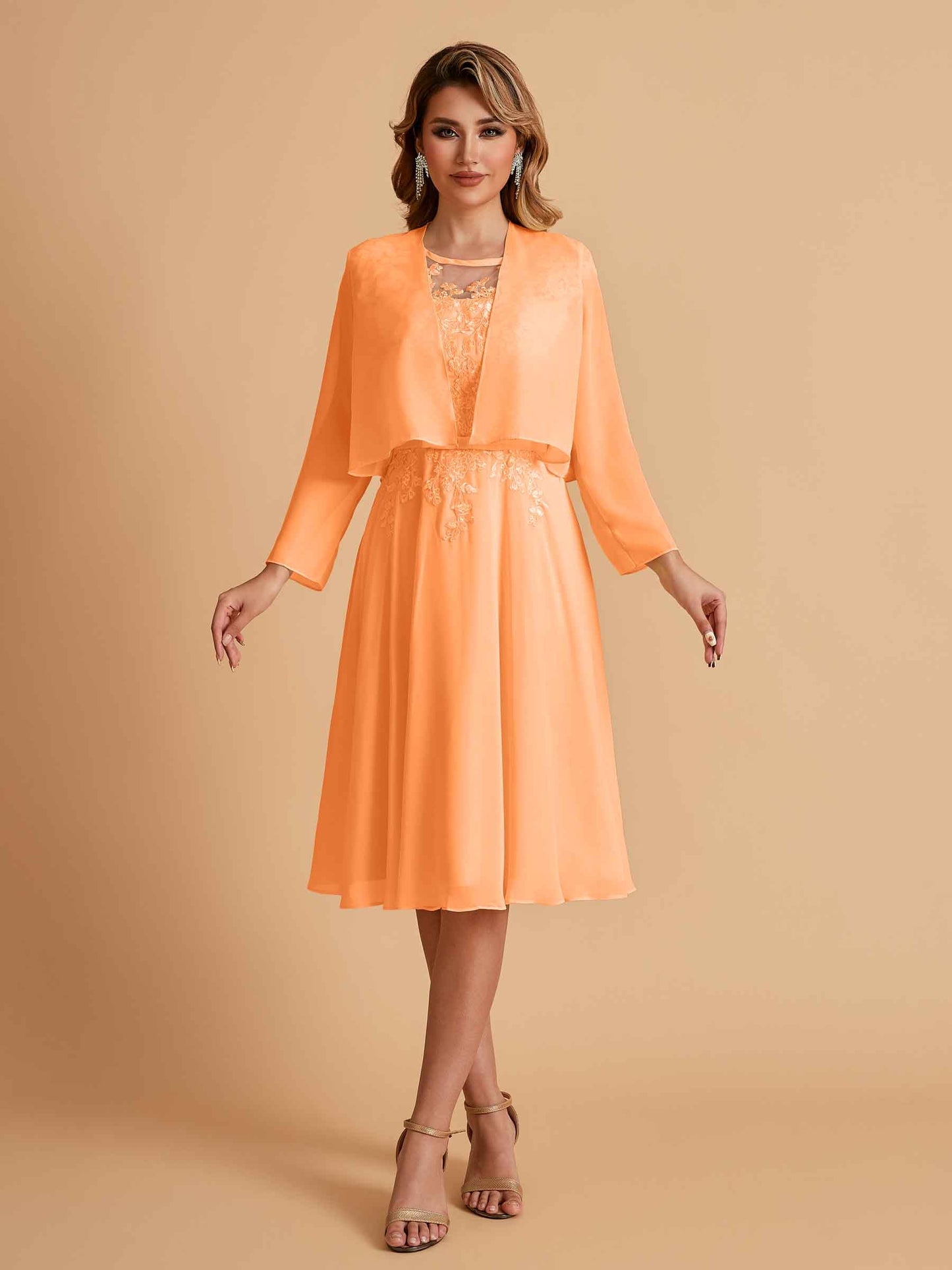 Elegant A-line Chiffon Jewel Short Mother of the Brides Dresses Online