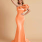 Elegant Satin One Shoulder Pleats Mermaid Bridesmaid Dresses Floor Length