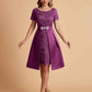 Elegant A-line Short Sleeves Jewel Knee Length Mother of the Brides Dresses