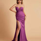 Elegant Satin Sweetheart Mermaid Side Slit Floor Length Bridesmaid Dresses