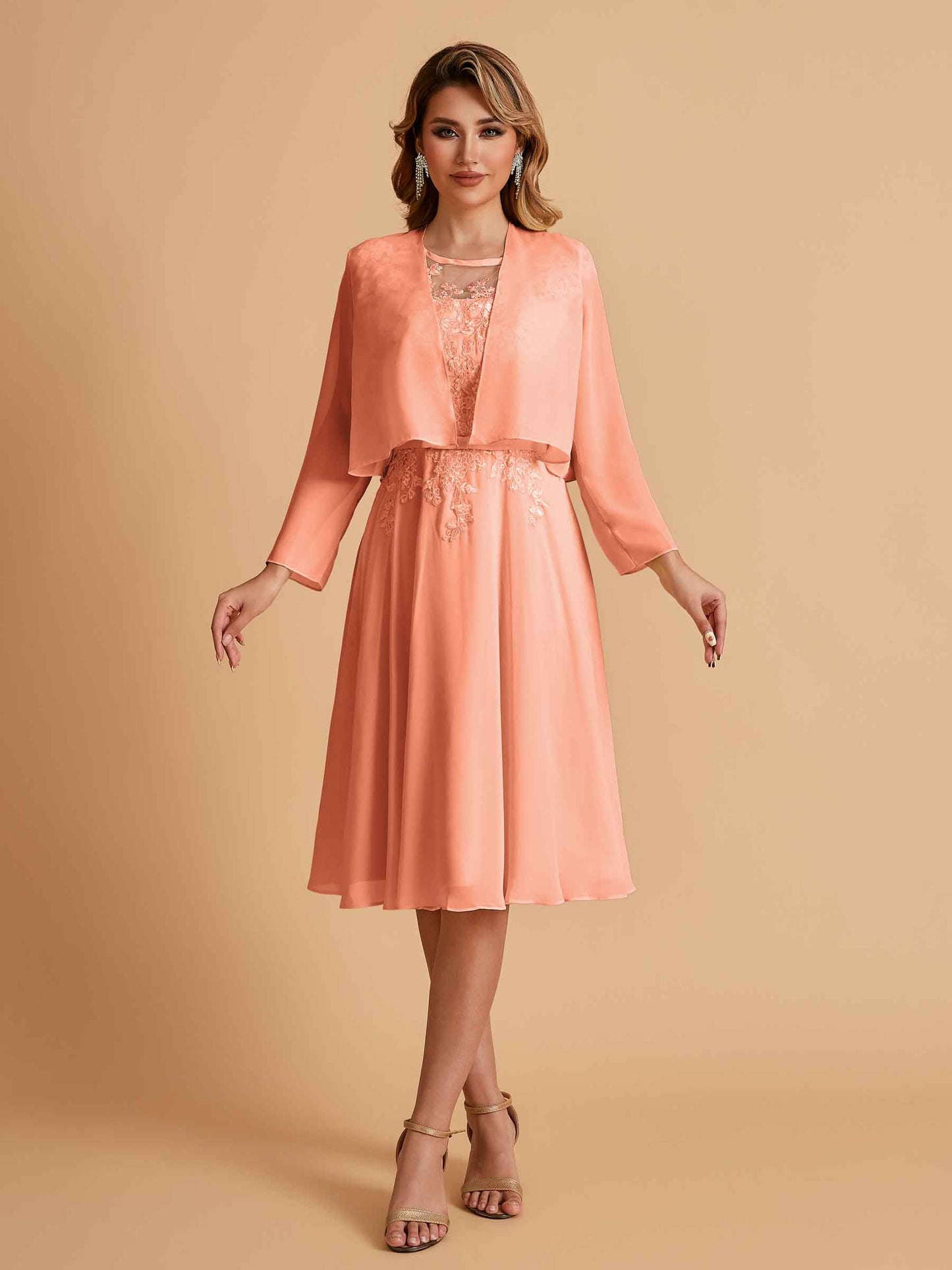Elegant A-line Chiffon Jewel Short Mother of the Brides Dresses Online