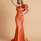 Elegant Satin One Shoulder Pleats Mermaid Bridesmaid Dresses Floor Length