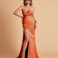 Elegant Satin Sweetheart Mermaid Side Slit Floor Length Bridesmaid Dresses