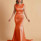 Elegant Satin Sleeveless Pleats Mermaid Bridesmaid Dresses Floor Length