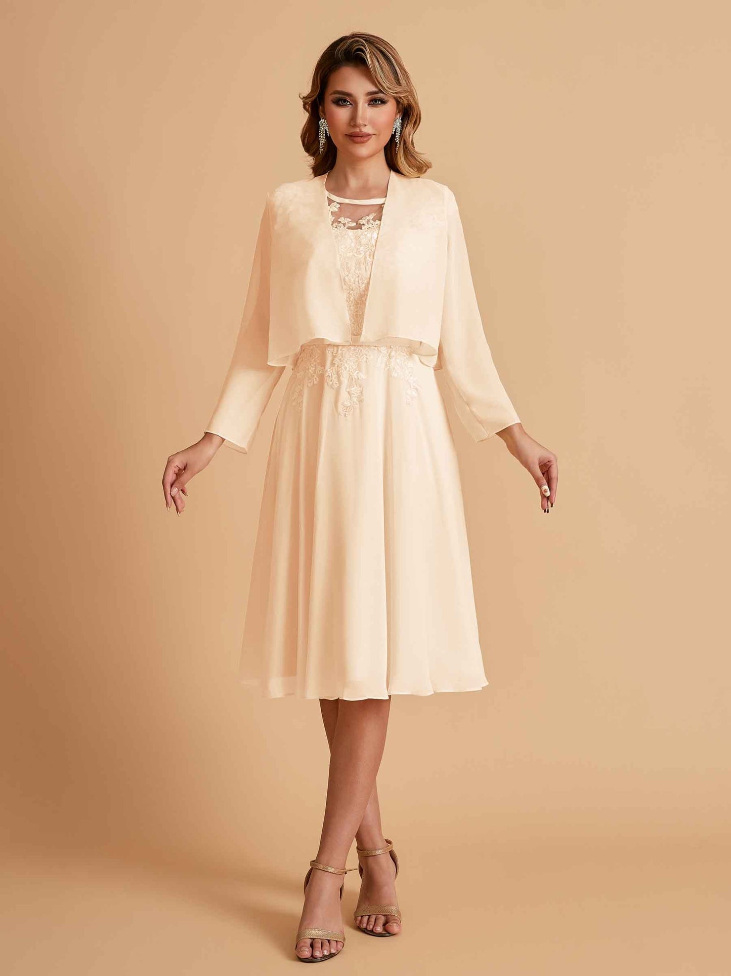 Elegant A-line Chiffon Jewel Short Mother of the Brides Dresses Online
