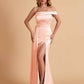 Sexy Satin One-Shoulder Side Slit Floor Length Mermaid Bridesmaid Dresses