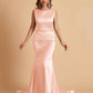 Elegant Satin Sleeveless Pleats Mermaid Bridesmaid Dresses Floor Length
