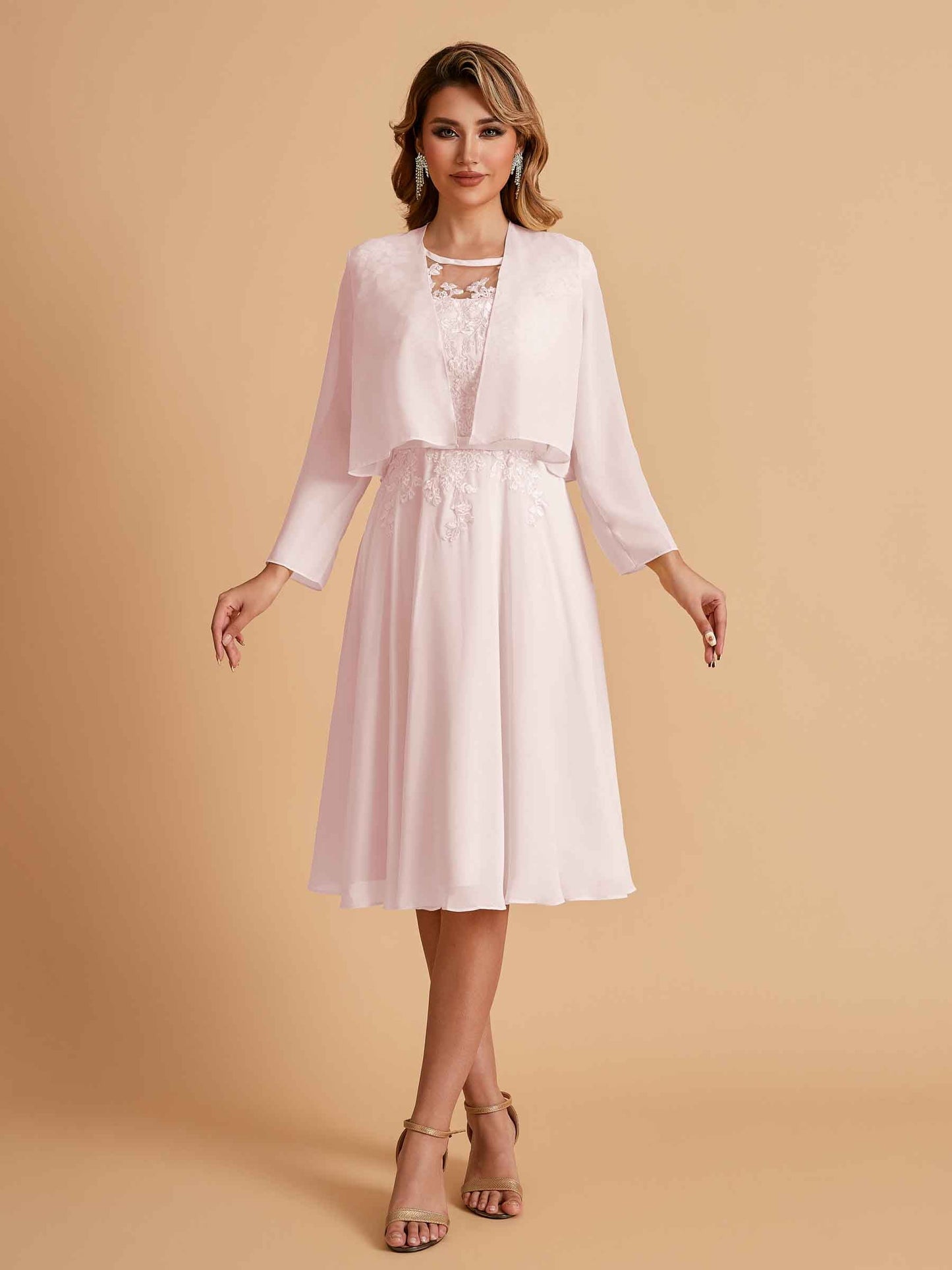 Elegant A-line Chiffon Jewel Short Mother of the Brides Dresses Online