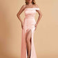 Sexy Satin One-Shoulder Side Slit Floor Length Mermaid Bridesmaid Dresses