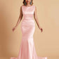 Elegant Satin Sleeveless Pleats Mermaid Bridesmaid Dresses Floor Length