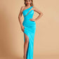 Sexy Satin One Shoulder Mermaid Bridesmaid Dresses Side Slit Floor Length