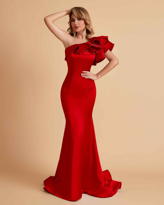 Elegant Satin One Shoulder Pleats Mermaid Bridesmaid Dresses Floor Length