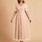 Elegant A-line Half Sleeves V-neck Mother of the Brides Dresses Online