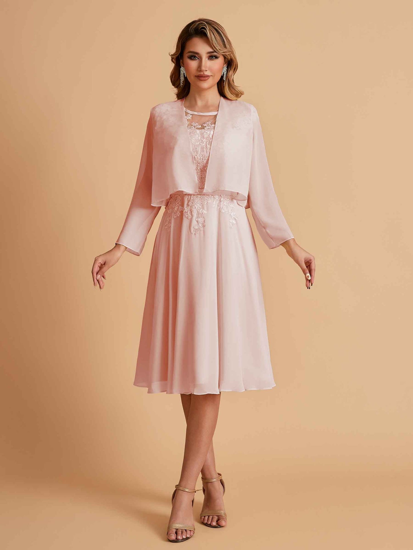 Elegant A-line Chiffon Jewel Short Mother of the Brides Dresses Online