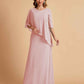 Elegant A-line Chiffon Half Sleeves V-neck Mother of the Brides Dresses Online