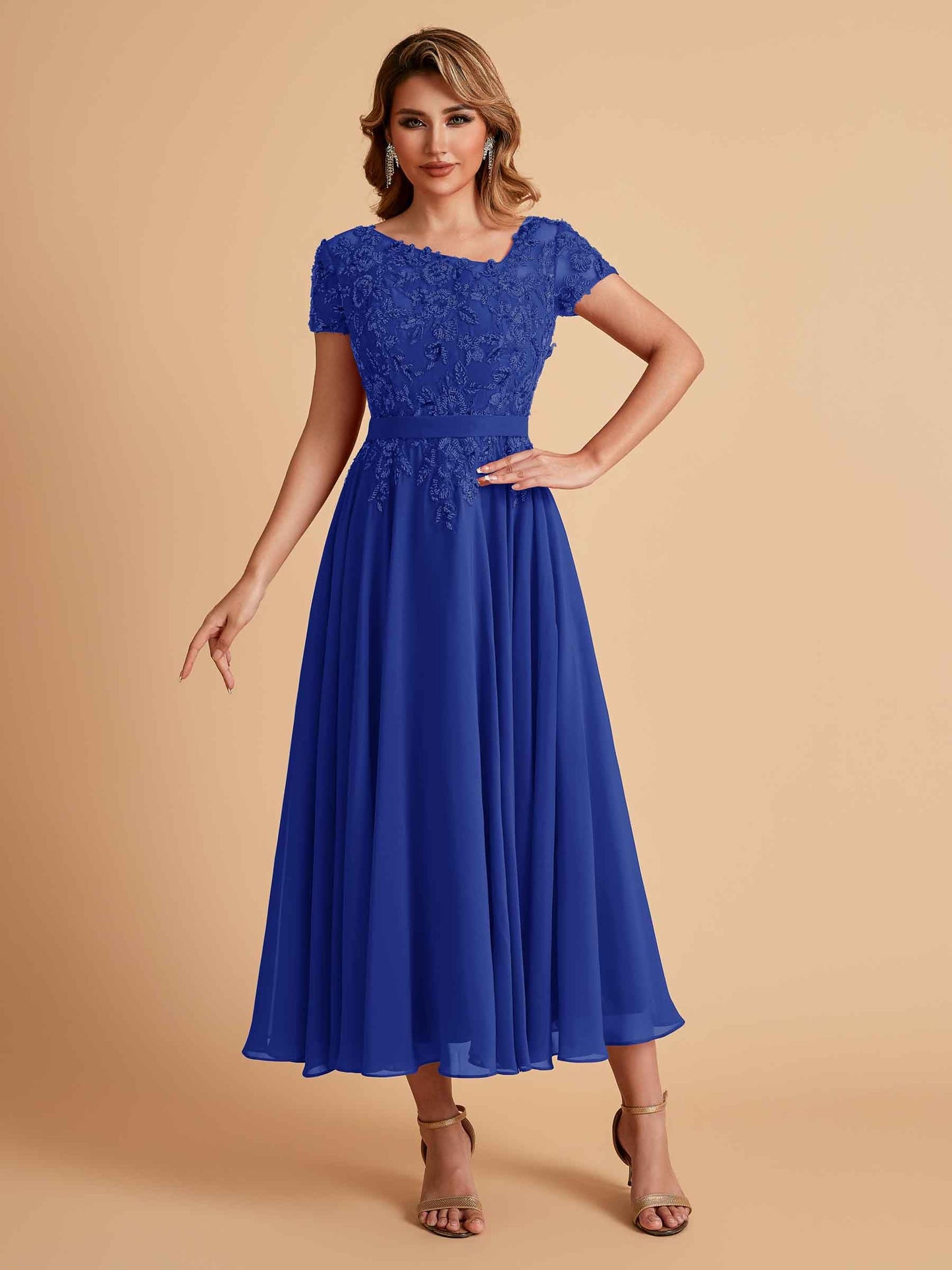 Elegant A-line Chiffon Short Sleeves Mother of the Brides Dresses Online