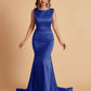 Elegant Satin Sleeveless Pleats Mermaid Bridesmaid Dresses Floor Length