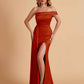Sexy Satin One-Shoulder Side Slit Floor Length Mermaid Bridesmaid Dresses