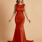 Elegant Satin Sleeveless Pleats Mermaid Bridesmaid Dresses Floor Length