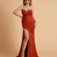 Elegant Satin Sweetheart Mermaid Side Slit Floor Length Bridesmaid Dresses