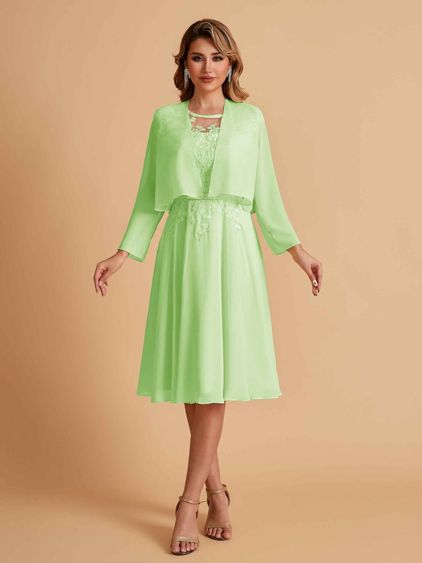 Elegant A-line Chiffon Jewel Short Mother of the Brides Dresses Online