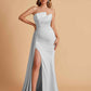 Elegant Satin Sleeveless Asymmetrical Mermaid Side Slit Floor Length Bridesmaid Dresses