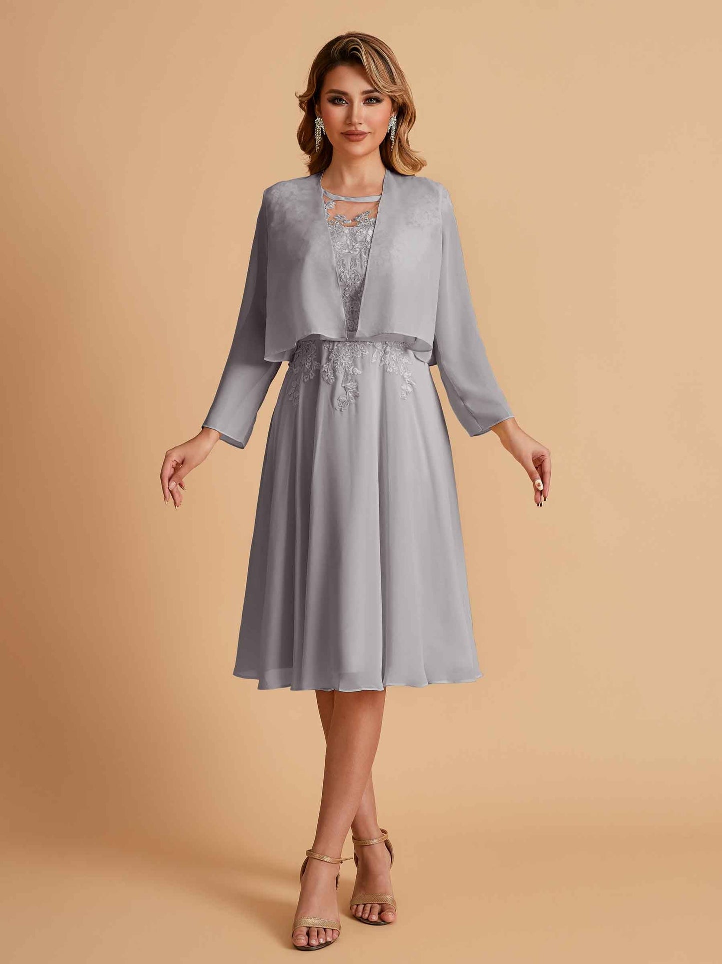 Elegant A-line Chiffon Jewel Short Mother of the Brides Dresses Online