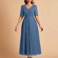 Elegant A-line Half Sleeves V-neck Mother of the Brides Dresses Online