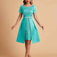 Elegant A-line Short Sleeves Jewel Knee Length Mother of the Brides Dresses
