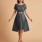 Elegant A-line Short Sleeves Jewel Knee Length Mother of the Brides Dresses